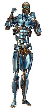 3D Rendering Male Robot on White Stock Illustration