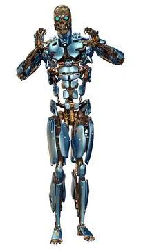 3D Rendering Male Robot on White Stock Illustration