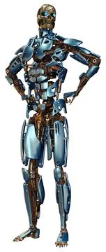 3D Rendering Male Robot on White Stock Illustration