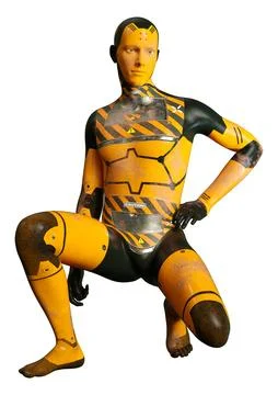 3D Rendering Male Robot on White Stock Illustration