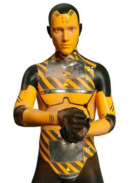 3D Rendering Male Robot on White Stock Illustration