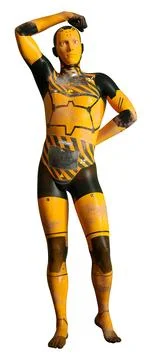 3D Rendering Male Robot on White Stock Illustration