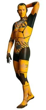 3D Rendering Male Robot on White Stock Illustration
