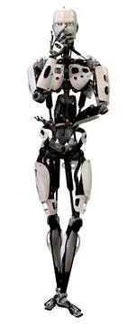 3D Rendering Male Robot on White Stock Illustration