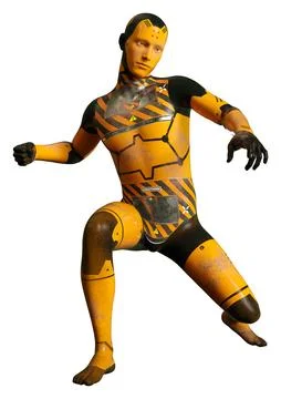 3D Rendering Male Robot on White Stock Illustration