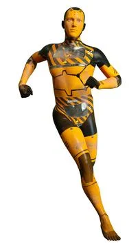 3D Rendering Male Robot on White Stock Illustration