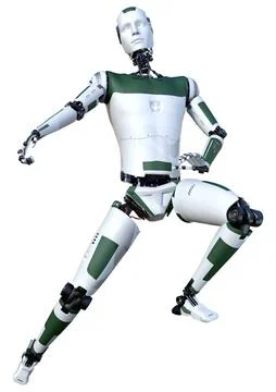3D Rendering Male Robot on White Stock Illustration