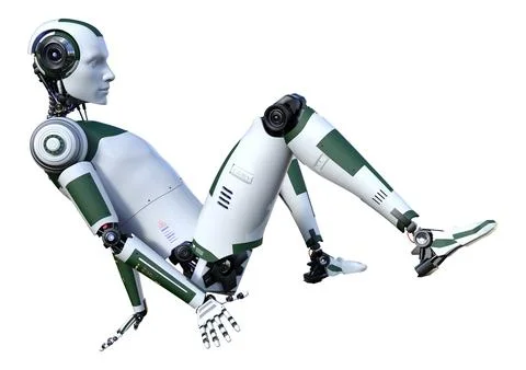 3D Rendering Male Robot on White Illustrazione stock