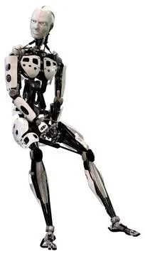 3D Rendering Male Robot on White Stock Illustration