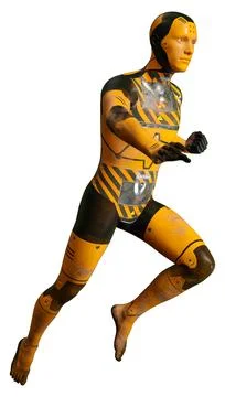 3D Rendering Male Robot on White Stock Illustration