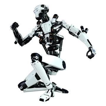 3D Rendering Male Robot on White Stock Illustration