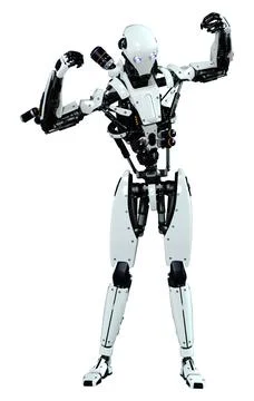 3D Rendering Male Robot on White Stock Illustration