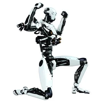 3D Rendering Male Robot on White Stock Illustration