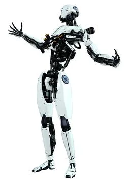 3D Rendering Male Robot on White Stock Illustration