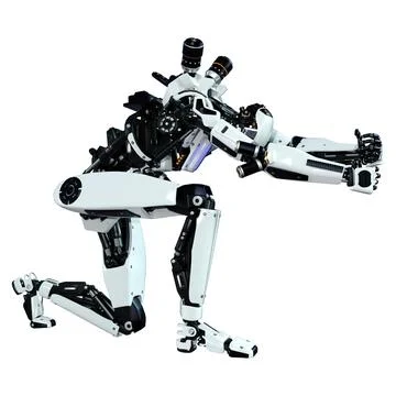 3D Rendering Male Robot on White Stock Illustration