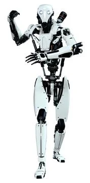 3D Rendering Male Robot on White Stock Illustration
