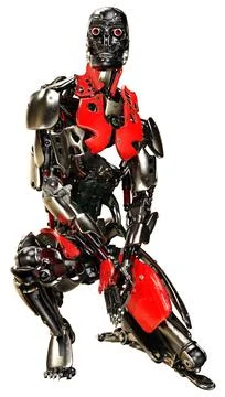 3D Rendering Male Robot on White Stock Illustration