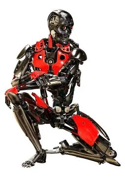 3D Rendering Male Robot on White Stock Illustration