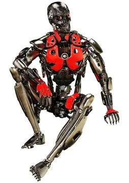 3D Rendering Male Robot on White Stock Illustration