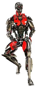 3D Rendering Male Robot on White Stock Illustration