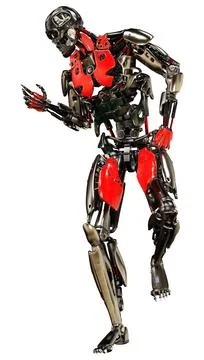 3D Rendering Male Robot on White Stock Illustration