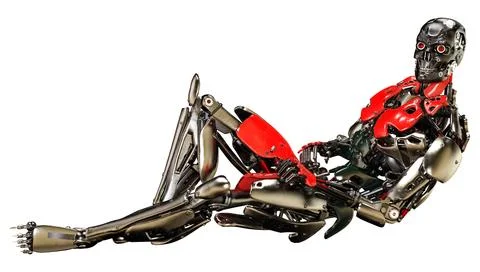 3D Rendering Male Robot on White Stock Illustration
