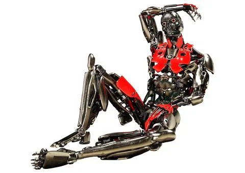 3D Rendering Male Robot on White Stock Illustration