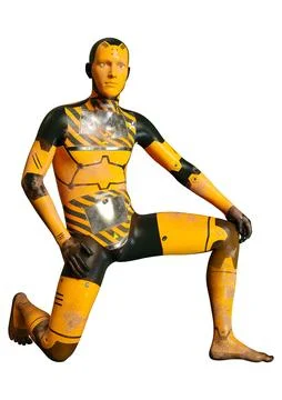 3D Rendering Male Robot on White Stock Illustration