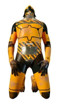 3D Rendering Male Robot on White Stock Illustration