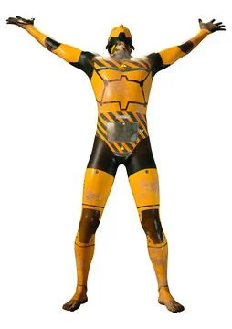 3D Rendering Male Robot on White Stock Illustration