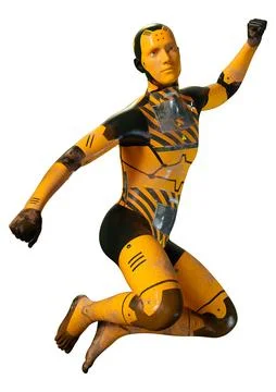 3D Rendering Male Robot on White Stock Illustration