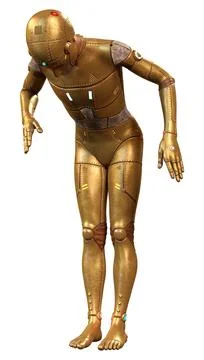 3D Rendering Male Robot on White Stock Illustration