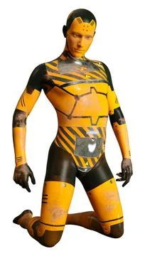 3D Rendering Male Robot on White 스톡 일러스트
