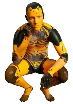 3D Rendering Male Robot on White 스톡 일러스트