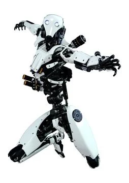3D Rendering Male Robot on White Stock Illustration