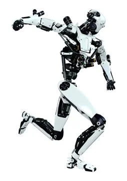 3D Rendering Male Robot on White Stock Illustration