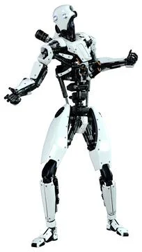 3D Rendering Male Robot on White Stock Illustration
