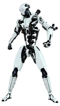 3D Rendering Male Robot on White Stock Illustration