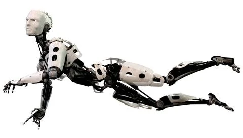 3D Rendering Male Robot on White Stock Illustration
