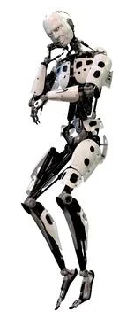 3D Rendering Male Robot on White Stock Illustration