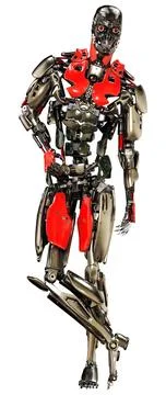 3D Rendering Male Robot on White Stock Illustration