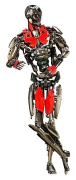 3D Rendering Male Robot on White Stock Illustration