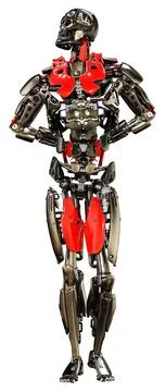 3D Rendering Male Robot on White Stock Illustration