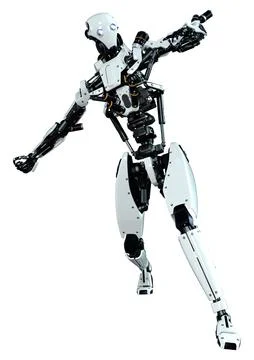 3D Rendering Male Robot on White Stock Illustration