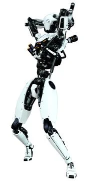 3D Rendering Male Robot on White Stock Illustration