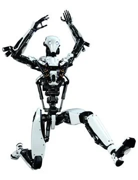 3D Rendering Male Robot on White Stock Illustration