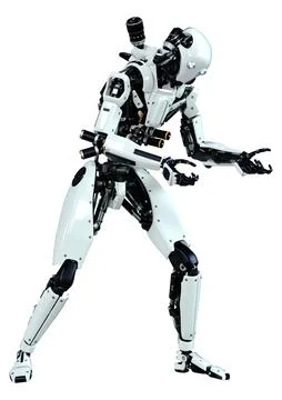 3D Rendering Male Robot on White Stock Illustration