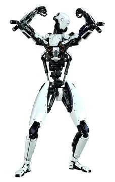 3D Rendering Male Robot on White Stock Illustration