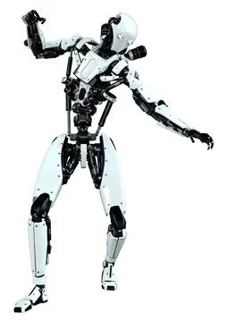 3D Rendering Male Robot on White Stock Illustration