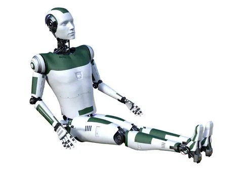 3D Rendering Male Robot on White Stock Illustration